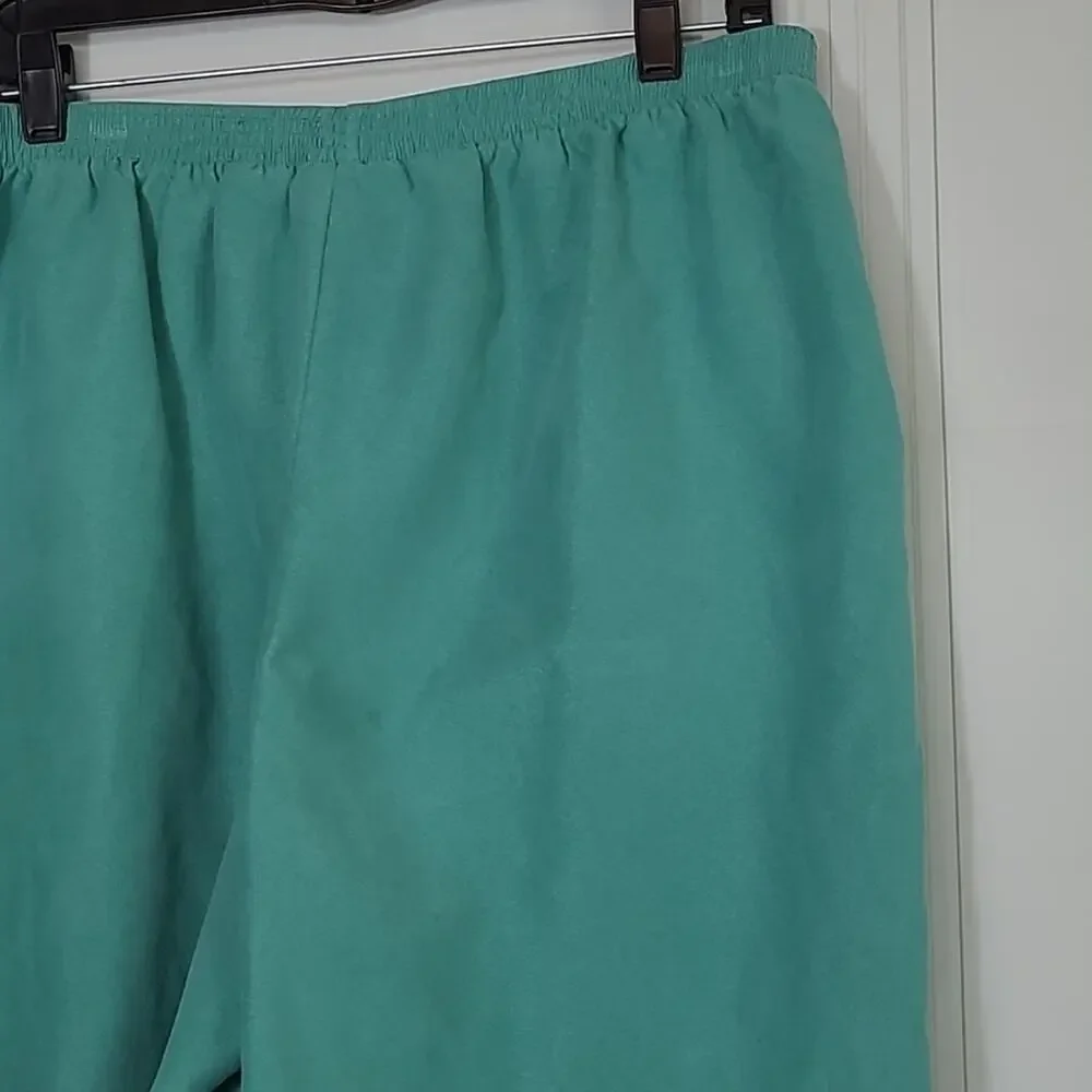 Alfred Dunner SZ 18 Pants Green Pull On Elastic High Waist Granny Core *FLAW* - Picture 8 of 10